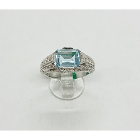 Anello oro, brillanti e acqua marina euro 1580