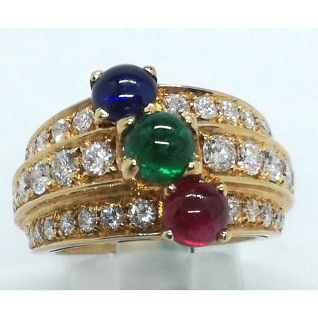 anello oro con brillanti, zaffiro, rubino e smeraldo e EURO 1950