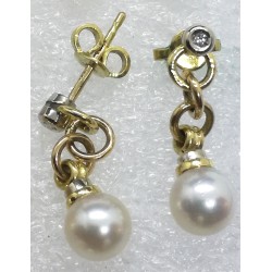 orecchini in oro, diamanti e perle EURO 370