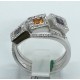 anello oro con zirconi, ametista, quarzo citrino e acqua marina EURO 590