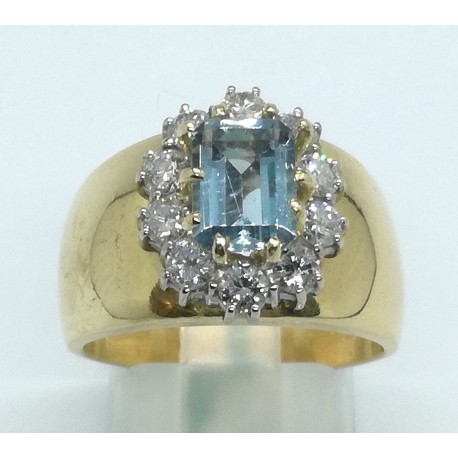anello oro con brillanti e acqua marina  EURO 1900