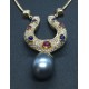collier oro 18KT  EURO con brillanti, rubini, zaffiri e perla tahiti EURO 6670