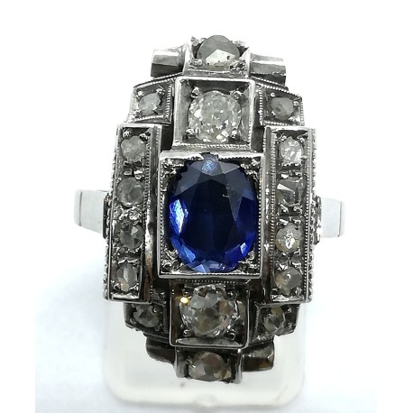 anello in oro, diamani e zaffiro sintetico prezzo su richiesta