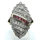 anello oro 14kt, argento, diamanti, rubini EURO 1050