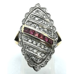 anello oro 14kt, argento, diamanti, rubini EURO 1050