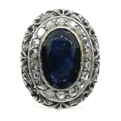 anello oro, argento, zaffiro e diamanti  prezzo su richiesta