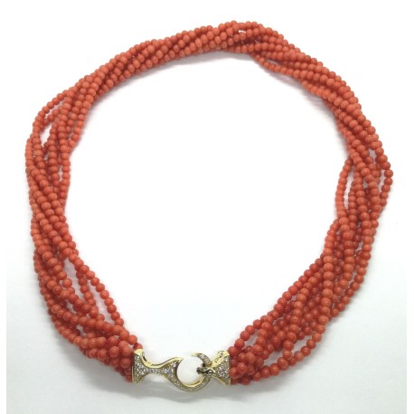 collana in oro, corallo e diamanti prezzo su richiesta