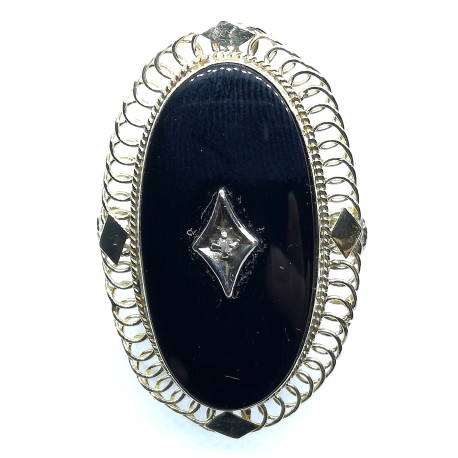 anello oro 14kt con onice e diamante prezzo su richiesta