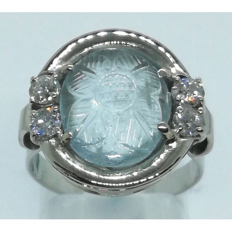 anello oro, brillanti e acqua marina EURO 820