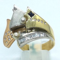 anello oro con brillanti, perle e zaffiro EURO 1650