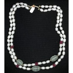 collana di perle e oro con rubini e pietre dure EURO 420