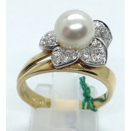 Anello oro, diamanti e perla EURO 1060