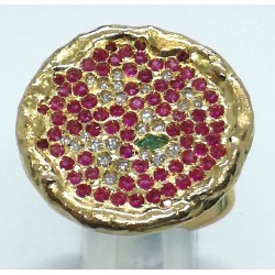 Anello oro, diamanti, rubini e  smeraldo EURO 1480
