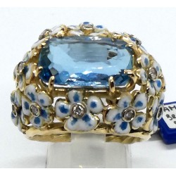 anello oro, diamanti, acqua marina e smalti EURO 3750