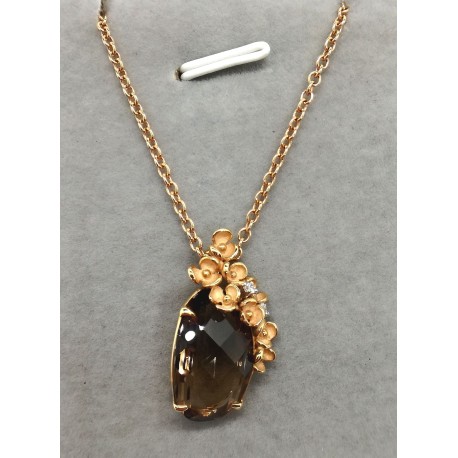 collana oro con diamanti e quarzo fumè EURO 1180