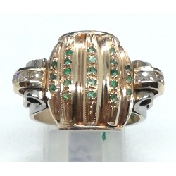 anello oro14kt , diamanti e smeraldi EURO 690