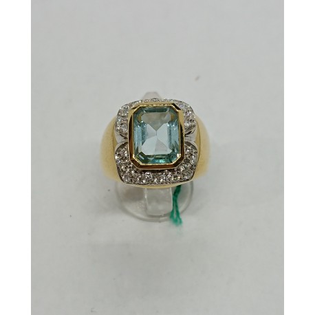 Anello oro, brillanti e acqua marina euro 1130